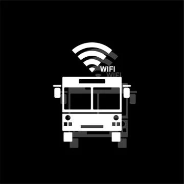 Bus wi-fi icon flat Stock Illustration