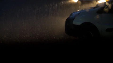 Bus window wipers working during a heavy rainfall Stock Footage 99177145