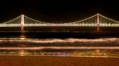 Busan Bridge Night Timelapse Stock Footage 10775920
