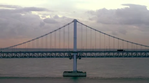 Busan bridge sunrise Stock Footage 10775319