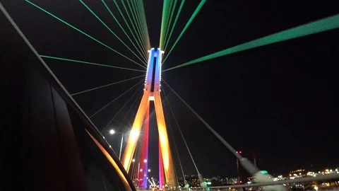 Busan Port Bridge Nightscape Stock Footage 101003479