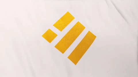 BUSD Binance USD icon logo on full-frame white flag loop banner background Stock Footage 236600108