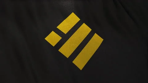 BUSD Binance USD icon logo on full-frame black flag loop banner background Stock Footage 236600118