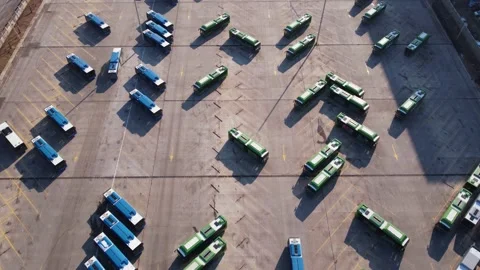Buses are moving into the bus parking area Stock Footage 236971021