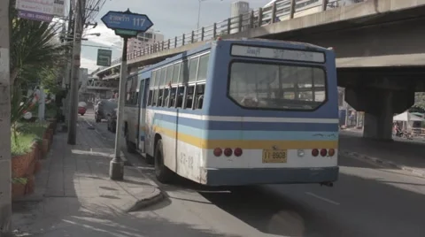 Buses in Bangkok Stock Footage 52377413