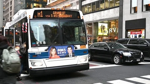 Buses on Fifth Avenue Stock Footage 119702080