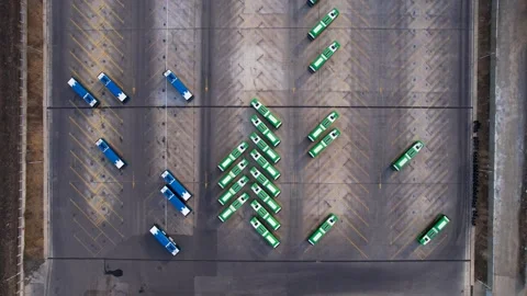 Buses on the garage aerial Stock Footage 242033740