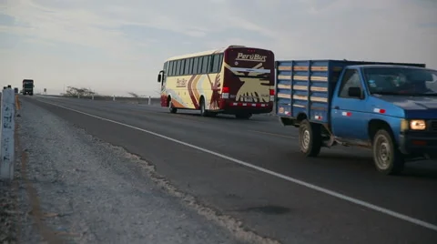 Buses in Nazca desert, Peru Video stock 64872798