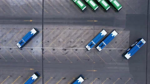 Buses parked in the garage Stock Footage 221764403