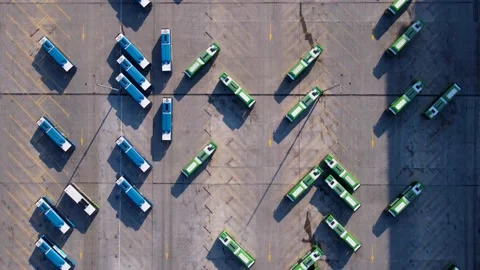 Buses in the parking area Stock Footage 231034786