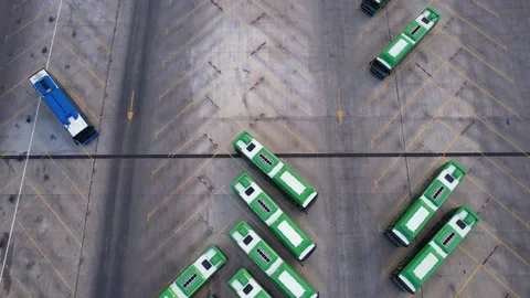 Buses on the parking lot Stock Footage 201154088