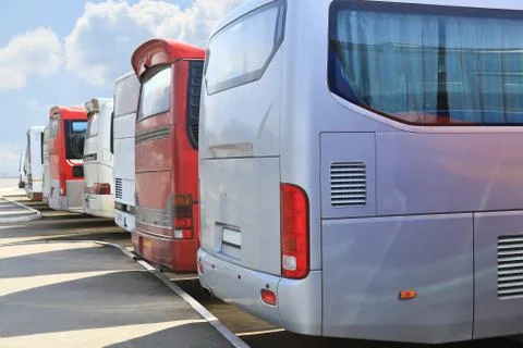 Buses on parking Stock Photos