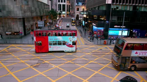 BUSES TRAMS ON DES VOEUX CENTRAL HONG KONG CHINA Stock-Footage 67950419