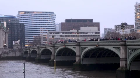 Buses at Westminster Bridge Stock Footage 101927251