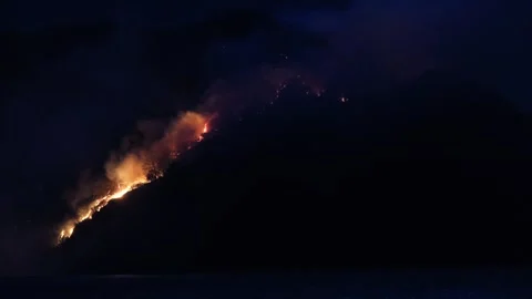 Bush fire at Lago di Como Stock Footage 240524804