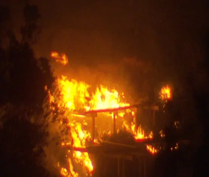 Bush fire at night Stock Footage 33403810
