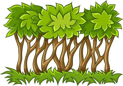 Bush with green leaves on vector image Stock Illustration