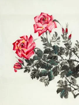 Bush of red roses Stock Illustration