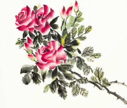 Bush of red roses Stock Illustration