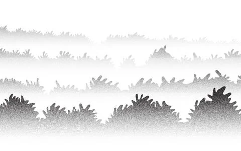 Bush stipple dots silhouette. Gradient noise shrub and grass illustration Illustrazione stock