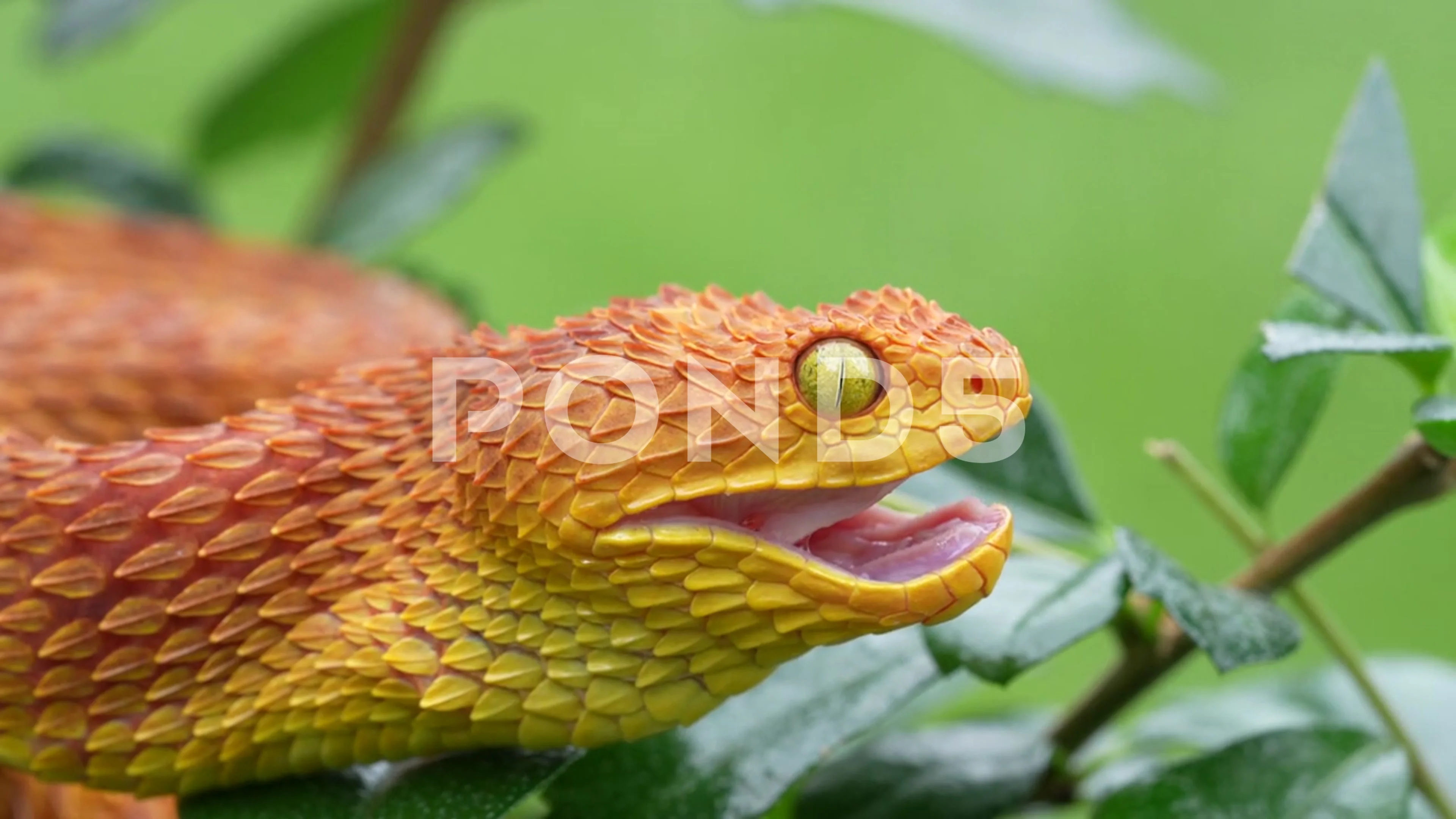 Bush Viper Atheris Squamigera Stock Image - Image of animal, found