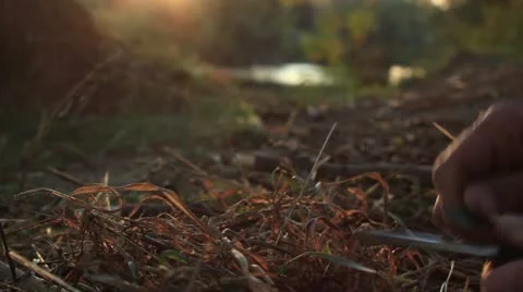 Bushcraft (fireplace) _3 Stock Footage 12373655