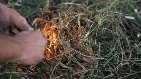 Bushcraft (flint) _1 Video stock 12375092