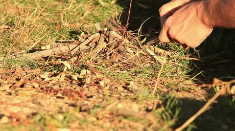Bushcraft (starting a fire) _1 Stock Footage 12369756