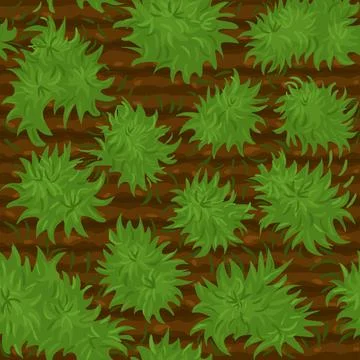 Bushes seamless pattern, soil texture with green grass for wallpaper. Stock-Illustration