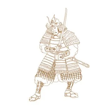 Bushi Samurai Warrior Drawing Stock Illustration
