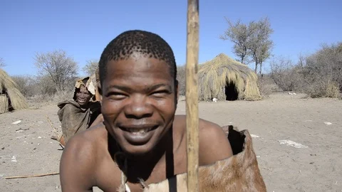Bushman talking to camera Stock Footage 95636144