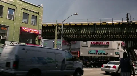 Bushwick Brooklyn Elevated Subway Train Stock Footage 51003928