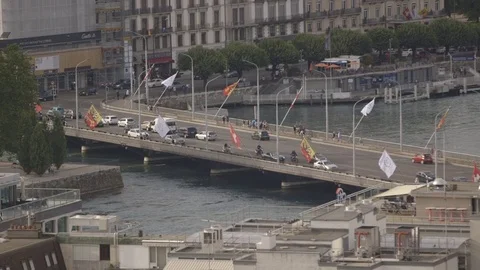 The busiest bridge geneva Stock Footage 71116776