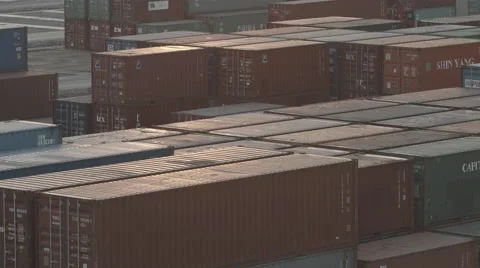 Busiest Container Port In Sunset Stock Footage 64278917