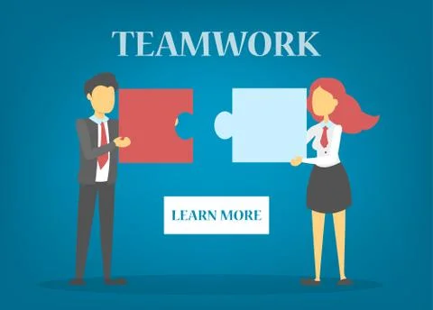Busines people hold puzzle piece. Teamwork and partnership Stock Illustration