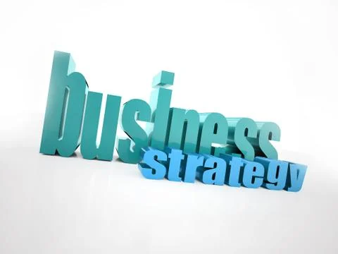 Busines strategy text isolated blue Stock Illustration