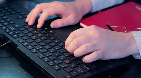 Businesman typing on keyboard close up Stock Footage 58234677
