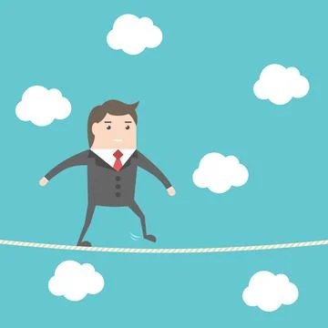 Businesman walking on rope Stock Illustration