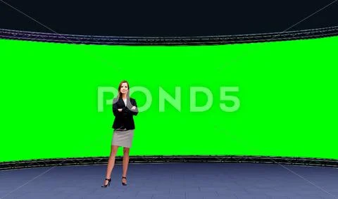 Business 004 TV Studio Set - Virtual Green Screen Background PSD PSDテンプレート