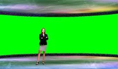 Business 005 TV Studio Set - Virtual Green Screen Background PSD PSD Template