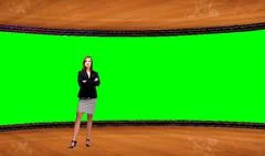 Business 006 TV Studio Set - Virtual Green Screen Background PSD PSD Template