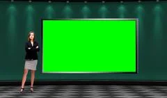 Business 010 TV Studio Set - Virtual Green Screen Background PSD PSD Template