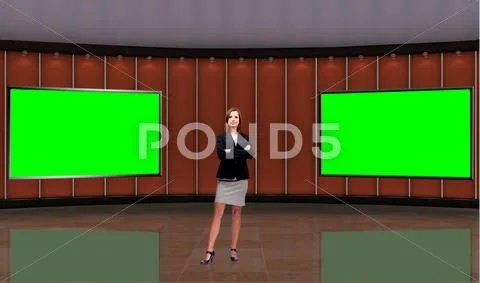 Business 011 TV Studio Set - Virtual Green Screen Background PSD PSD-Vorlage