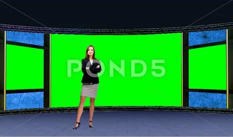 PSD Vorlage: Business 015 TV Studio Set - Virtual Green Screen ...