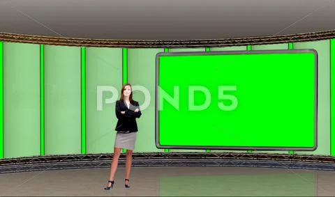 Business 019 TV Studio Set - Virtual Green Screen Background PSD PSD Template