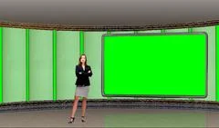 Business 019 TV Studio Set - Virtual Green Screen Background PSD PSD Template