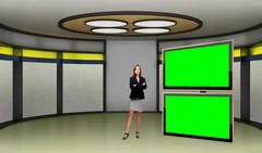 Business 024 TV Studio Set - Virtual Green Screen Background PSD PSD Template