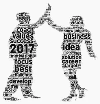 Business 2017 word cloud concept in shape business mans Stock Illustration