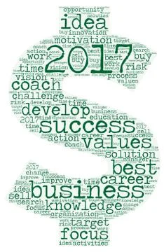 Business 2017 word cloud concept in shape dollar sign Stock Illustration