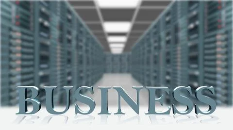 BUSINESS - 3D letters in front of server room background Stock Illustration